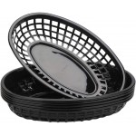 Eusoar Kitchen Use Bread Baskets, 24 Sets 9.4" x 5.9" Fast Food Baskets, Oval-Shaped Tray for Fast Food Restaurant Supplies, Deli Serving Classic Plastic Fry Basket , Chicken, Burgers, Sandwiches & Fries