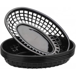 Eusoar Kitchen Use Bread Baskets, 24 Sets 9.4" x 5.9" Fast Food Baskets, Oval-Shaped Tray for Fast Food Restaurant Supplies, Deli Serving Classic Plastic Fry Basket , Chicken, Burgers, Sandwiches & Fries