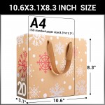 EUSOAR Christmas Gift Wrap Bags, 10.6"x3.1"x8.3" 20pcs Shopping Bags with Handles, Shopping Packaging Present Bags, Environmental Kraft Bags, Birthday Anniversary Party Favor - Snowflake Pattern