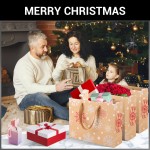 EUSOAR Christmas Gift Wrap Bags, 10.6"x3.1"x8.3" 20pcs Shopping Bags with Handles, Shopping Packaging Present Bags, Environmental Kraft Bags, Birthday Anniversary Party Favor - Snowflake Pattern