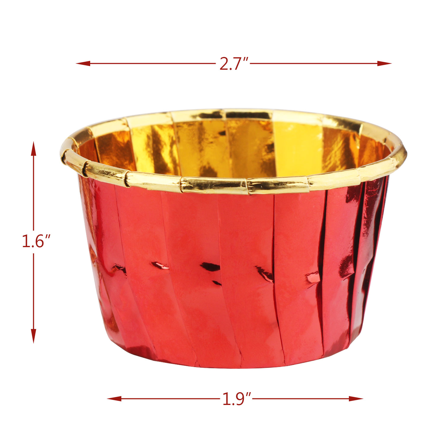 50Pcs Aluminum Foil Muffin Cupcake Cups Red