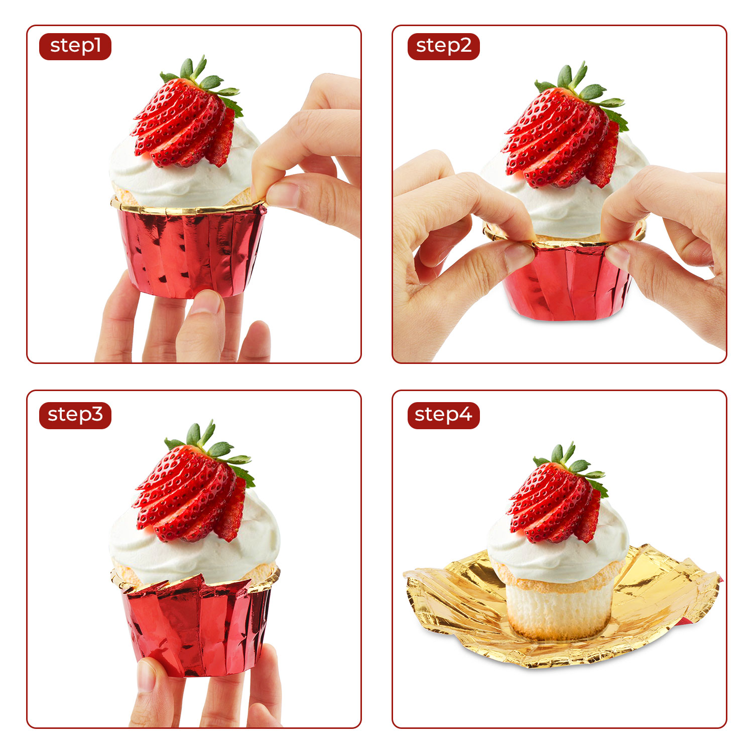 MINI Foil Cupcake Liners / Baking Cups – Red – Cake Connection