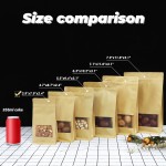 EUICE Stand Up Pouch Bags, 50pcs 3.9"x 2.4"x 7.9" Zip Lock Seal Paper Bag, Resealable Storage Package Bag With Notch Window for Storing Food,Nuts,Seeds,Beans,Coffee,Candy,Snack, Dried Fruits