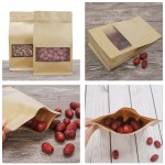 EUICE Stand Up Pouch Bags, 50pcs 3.9"x 2.4"x 7.9" Zip Lock Seal Paper Bag, Resealable Storage Package Bag With Notch Window for Storing Food,Nuts,Seeds,Beans,Coffee,Candy,Snack, Dried Fruits