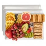 EUSOAR 3-Pack Plastic 14.45" x 9.45" Large White Serving Trays Set - Reusable Serving Platters for Cookie, muffin Cake , Snack, Dessert, Fruit Party Food Display 