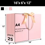 EUSOAR Gift Bags With Handles, 25pcs 16"x6"x12" Thank You Gift Paper Bags with Bow Ribbon Handle, Large Shopping Party Favor Gift Treat Candy Bags Bulk for Wedding Baby Shower Guests Bridal