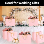 EUSOAR Gift Bags With Handles, 25pcs 16"x6"x12" Thank You Gift Paper Bags with Bow Ribbon Handle, Large Shopping Party Favor Gift Treat Candy Bags Bulk for Wedding Baby Shower Guests Bridal