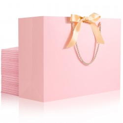 EUSOAR Gift Bags With Handles, 25pcs 16"x6"x12" Thank You Gift Paper Bags with Bow Ribbon Handle, Large Shopping Party Favor Gift Treat Candy Bags Bulk for Wedding Baby Shower Guests Bridal