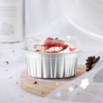 Muffin Cupcake Liners for Baking, EUSOAR 50pcs 5oz 125ml Disposable Ramekins, Aluminum Foil Muffin Liners Cups with Lids, Disposable Aluminum Foil Cupcake Baking Cups Holders Cases Boxes Pans with Lid