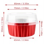 Cupcake Liners Aluminum with Lids, EUSOAR 100Pcs 5oz 125ml Aluminum Foil Muffin Liners Cups, Disposable Aluminum Foil Cupcake Baking Cups Ramekins Holders Cases Boxes Pans with Lids