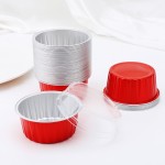 Cupcake Liners Aluminum with Lids, EUSOAR 100Pcs 5oz 125ml Aluminum Foil Muffin Liners Cups, Disposable Aluminum Foil Cupcake Baking Cups Ramekins Holders Cases Boxes Pans with Lids