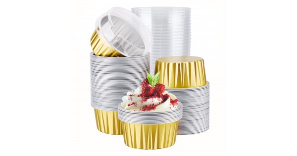 Flan Containers with Lids 5oz Disposable Dessert Holders 25pcs Rose Gold