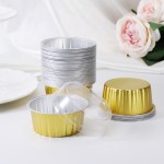 100pcs 5oz Aluminum Muffin Cups with Lid, Muffin Liners Cups with Lids, Disposable Foil Ramekins, Aluminum Cupcake liners, Creme Brulee Ramekins, Aluminum Foil Cupcake Baking Cups Holders Pans