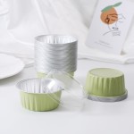 100pcs 5oz Aluminum Muffin Cups with Lid, Muffin Liners Cups with Lids, Disposable Foil Ramekins, Aluminum Cupcake liners, Creme Brulee Ramekins, Aluminum Foil Cupcake Baking Cups Holders Pans