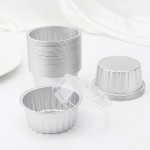 100pcs 5oz Aluminum Muffin Cups with Lid, Muffin Liners Cups with Lids, Disposable Foil Ramekins, Aluminum Cupcake liners, Creme Brulee Ramekins, Aluminum Foil Cupcake Baking Cups Holders Pans