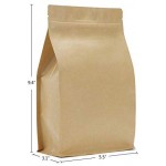 Stand Up Bags, Eusoar 50pcs Kraft Zip Lock Reusable Sealing All-Purpose Food Storage Pouches PE Reclosable Lock with Tear Notch for Nuts Beans (5.5" x 9.4" inch)