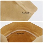 Stand Up Bags, Eusoar 50pcs Kraft Zip Lock Reusable Sealing All-Purpose Food Storage Pouches PE Reclosable Lock with Tear Notch for Nuts Beans (5.5" x 9.4" inch)