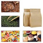 Stand Up Bags, Eusoar 50pcs Kraft Zip Lock Reusable Sealing All-Purpose Food Storage Pouches PE Reclosable Lock with Tear Notch for Nuts Beans (5.5" x 9.4" inch)