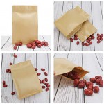 Stand Up Bags, Eusoar 50pcs Kraft Zip Lock Reusable Sealing All-Purpose Food Storage Pouches PE Reclosable Lock with Tear Notch for Nuts Beans (5.5" x 9.4" inch)