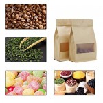 Stand Up Bags, Eusoar 50pcs Kraft Zip Lock Matte Window Reusable Sealing All-Purpose Food Storage Pouches Reclosable Lock with Tear Notch for Nuts Beans Tea (5.5" x 9.4" inch)