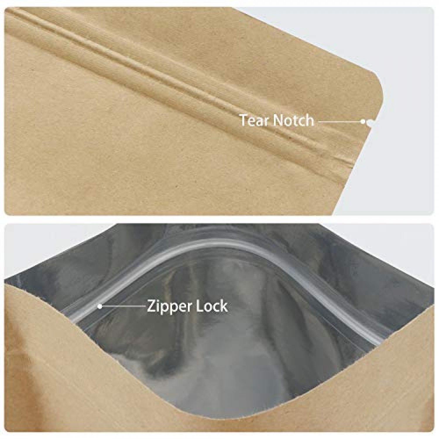 100 Pc Pouch Bag 6 x 9 Clear Front Aluminum Foil Resealable Ziplock –