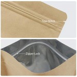 Kraft Ziplock Bag, 50pcs Stand Up Pouch Reusable Sealing Bags All-Purpose Food Storage Reclosable Lock with Tear Notch (5.9" x 9" inch)