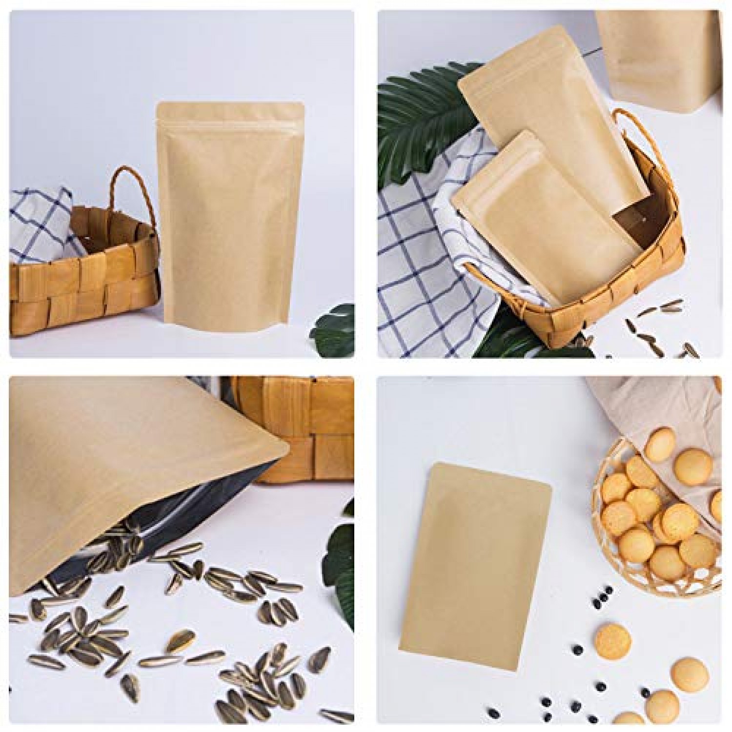 Kraft Paper Stand up Pouch Mylar Bag Heat Seal Food Grade Zip Lock