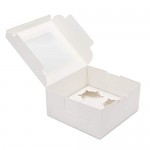 Kraft Cupcake Boxes, 6.4" x 6.3" Eusoar 50pcs Food Grade White Color Cupcake Carrier with Insert and Display Window Fits 4 Cupcakes or Muffins