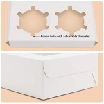 Kraft Cupcake Boxes, 6.4" x 6.3" Eusoar 50pcs Food Grade White Color Cupcake Carrier with Insert and Display Window Fits 4 Cupcakes or Muffins