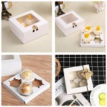 Kraft Cupcake Boxes, 6.4" x 6.3" Eusoar 50pcs Food Grade White Color Cupcake Carrier with Insert and Display Window Fits 4 Cupcakes or Muffins