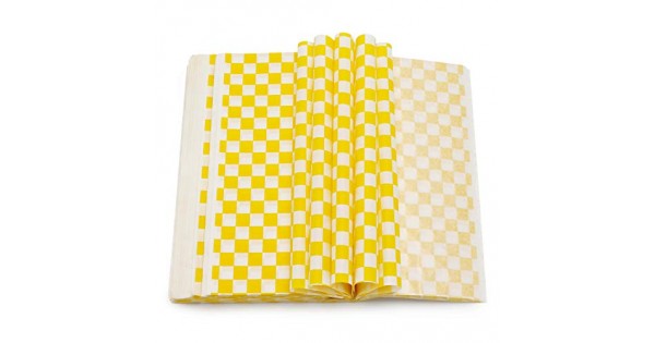 Choice 15 x 15 Yellow Check Deli Sandwich Wrap Paper - 4000/Case