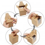 50pcs Kraft Paper Cupcake Boxes, Eusoar Portable Single Individual Paper Cupcake Holder Containers, Muffin Gift Boxes with Window Inserts Handle, for Wedding Birthday Party Candy Boxes