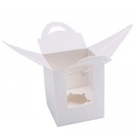 50pcs Individual Cupcake Boxes, Eusoar Portable Single Paper Cupcake Holder Containers, Muffin Gift Boxes with Window Inserts Handle, for Wedding Birthday Party Candy Boxes