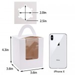 50pcs Individual Cupcake Boxes, Eusoar Portable Single Paper Cupcake Holder Containers, Muffin Gift Boxes with Window Inserts Handle, for Wedding Birthday Party Candy Boxes