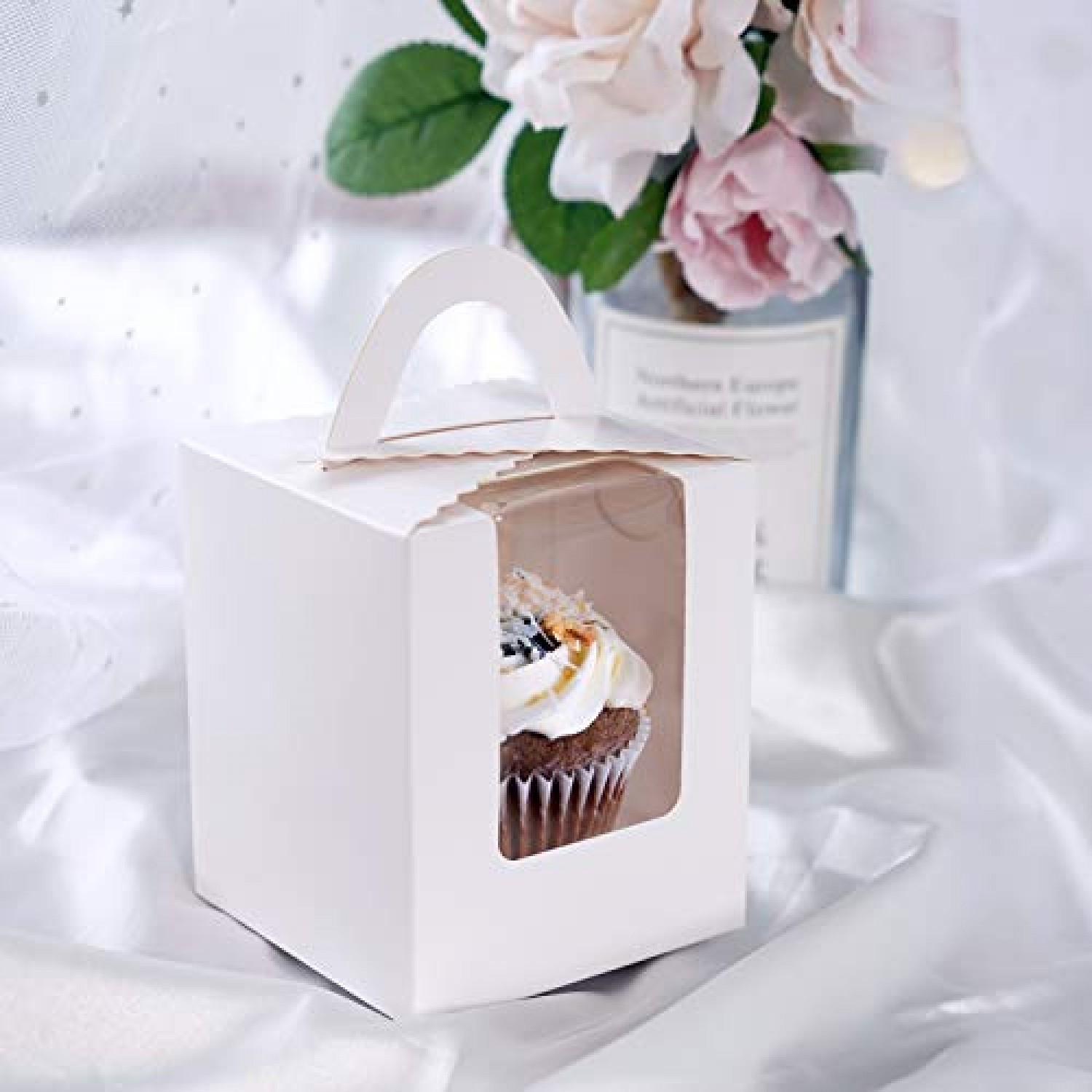Wedding Party Favours Pks 50 Single Cupcake box and Lid Plain or Merry Christmas 