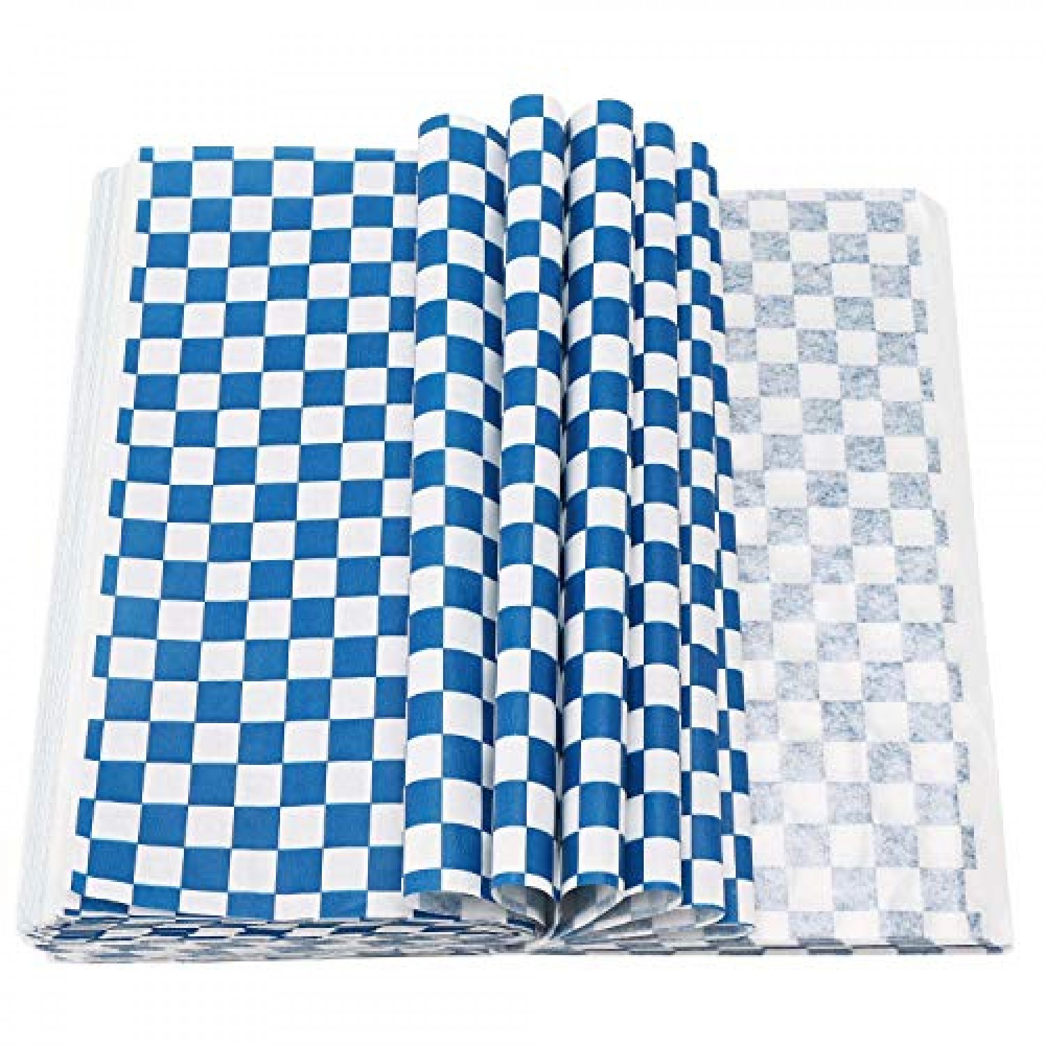 Choice 15 x 15 Blue Check Deli Sandwich Wrap Paper - 4000/Case