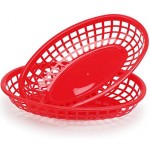 24 Packs Food Serving Baskets, Eusoar 9.4" x 5.9" Reusable Oval Fast Food Baskets, Microwave& Dishwasher Safe Food Grade Plastic Food Service Tray for Party Picnic BBQ Burger Fries Sandwiches