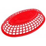 24 Packs Food Serving Baskets, Eusoar 9.4" x 5.9" Reusable Oval Fast Food Baskets, Microwave& Dishwasher Safe Food Grade Plastic Food Service Tray for Party Picnic BBQ Burger Fries Sandwiches