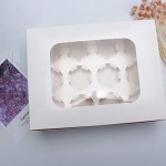 15 pack Cupcake Boxes, Eusoar Disposable Bakery Paper Cupcake Boxes Carrier, Mini Cupcake packaging carton box with Insert and Display Window, Thick Sturdy Cake Storage Boxes Holding 12 pcs cupcakes