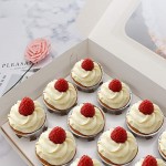 15 pack Cupcake Boxes, Eusoar Disposable Bakery Paper Cupcake Boxes Carrier, Mini Cupcake packaging carton box with Insert and Display Window, Thick Sturdy Cake Storage Boxes Holding 12 pcs cupcakes