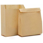 6.3"X4.3"X1.6" 100 Pcs Kraft Paper Lunch Bags, Durable Oil-Proof Bread Hamberger Bag,Grocery Sack Lunch Bags,Food Storage Bags with Foldable Mouth