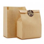 8.6"X4.9"X2.9" 100 Pcs Kraft Paper Lunch Bags, Durable Oil-Proof Bread Hamberger Bag,Grocery Sack Lunch Bags,Food Storage Bags with Foldable Mouth