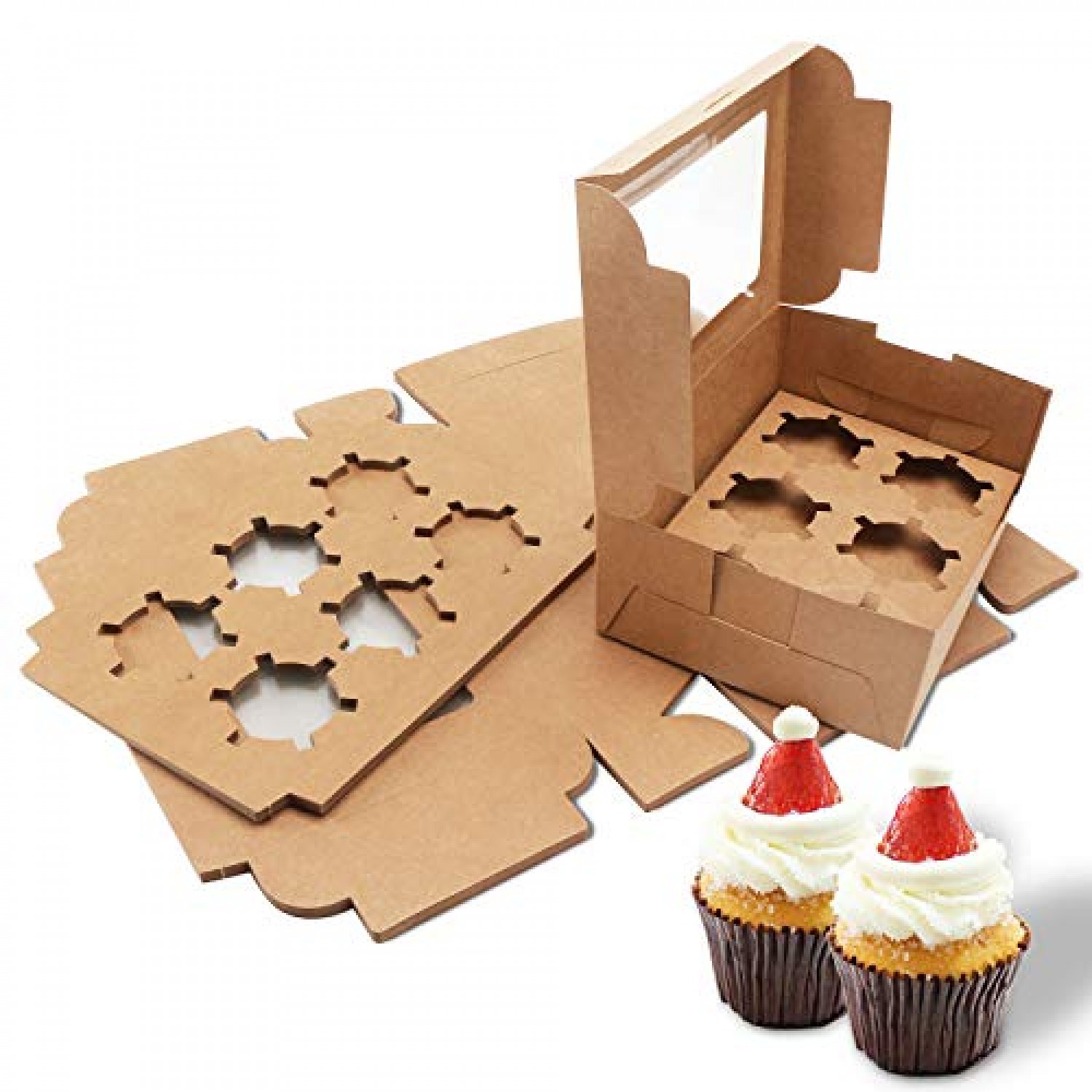 25pcs White Cupcake Boxes 4 6 Hold Cup Cakes With Removable Trays Cakes Box