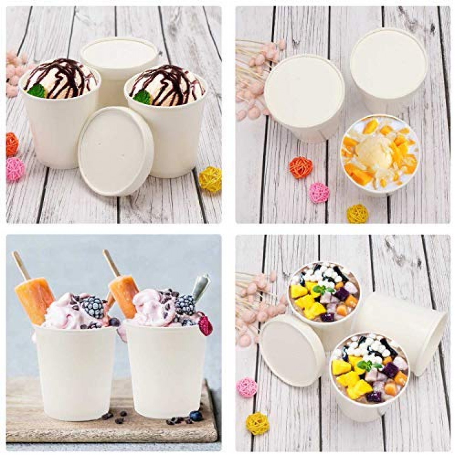 Ice Cream Containers Ice Cream Cups Dessert Bowls Freezer - Temu