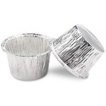 100Pcs Aluminum Cupcake Liner, Eusoar 3.5 Ounce Disposable Aluminum Foil Baking Cups, Ramekin Muffin Liners Cup, Pudding Liners Holders, Aluminum Cupcake Tip Pan Ramekin Holders