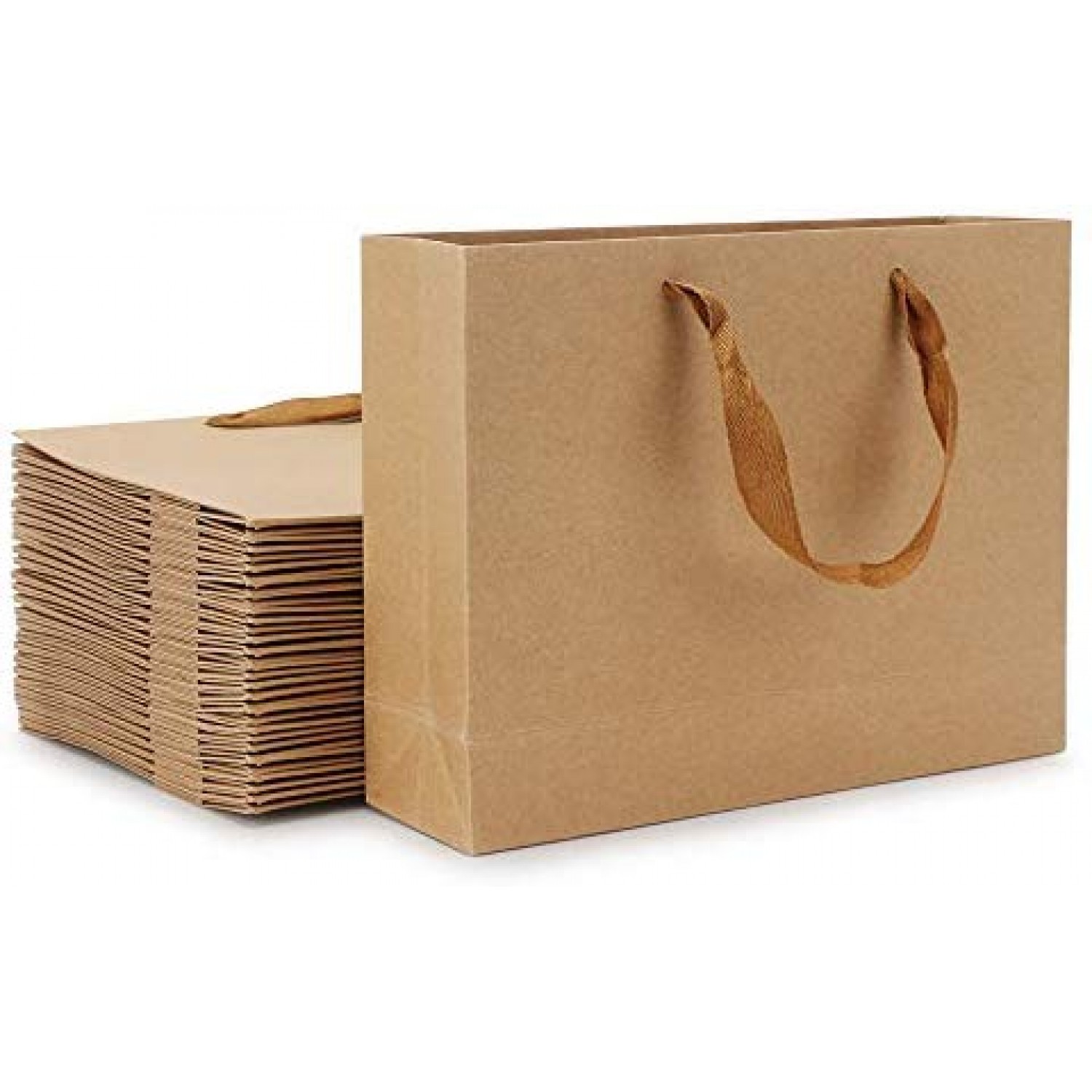 Small Gift Bags Shopping Bags Party Bags Goody Bags Grocery Bags Recyclable for Birthday Takeouts Poever Black Paper Bags with Handles 5.25x3.75x8 Kraft Paper Bags 50 PCS 