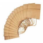 50 pcs Brown Kraft Paper Bags, Eusoar 8.3"x 4.3"x 10.6" Gift Bags, Shopping Bags, Standable Retail Merchandise Bags, Party Bags, Brown Paper Bags with Handles Bulk