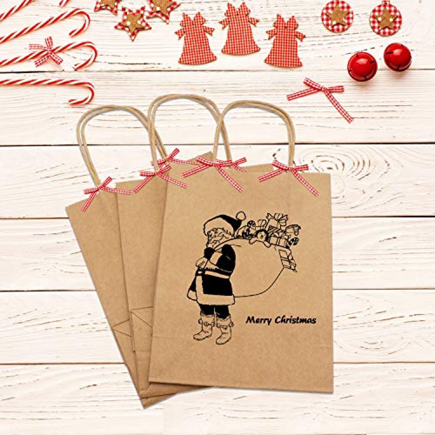 Party Bags,Brown Paper Bags with Handles Bulk 25pcs Brown Kraft Paper Bags，Eusoar 8.3x 4.3x 10.6 Gift Bags，Shopping Bags,Standable Retail Merchandise Bags 