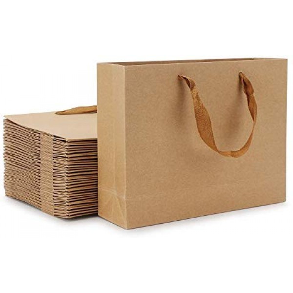 Kraft Paper Shopping Bags, Eusoar 25pcs 12.5" x4.5'' x11'' Kraft Paper Gift Bags with Handles, Kraft Bags, Party Bags, Retail Handle Bags, Merchandise Bag, Wedding Party Bag