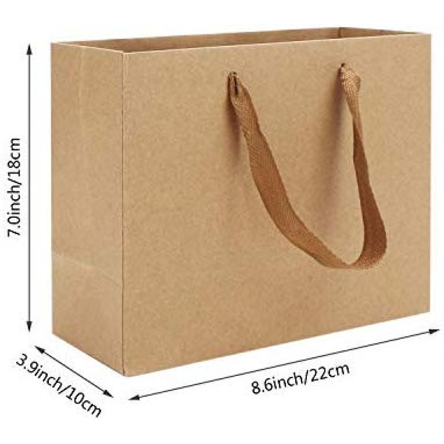 [100 Bags] 8 x 4.5 x 10.5 Brown Kraft Paper Gift Bags Bulk with Handles. Ideal for Shopping Packaging Retail Party Craft Gifts Wedding